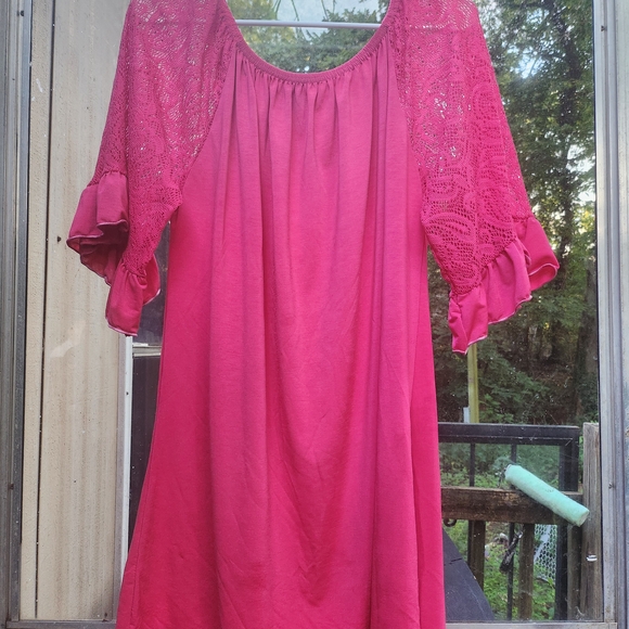 Pink Lace Sleeve Tunic - Picture 1 of 2